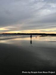 Silhouette of a person walking on shore during sunset 48nzR0
