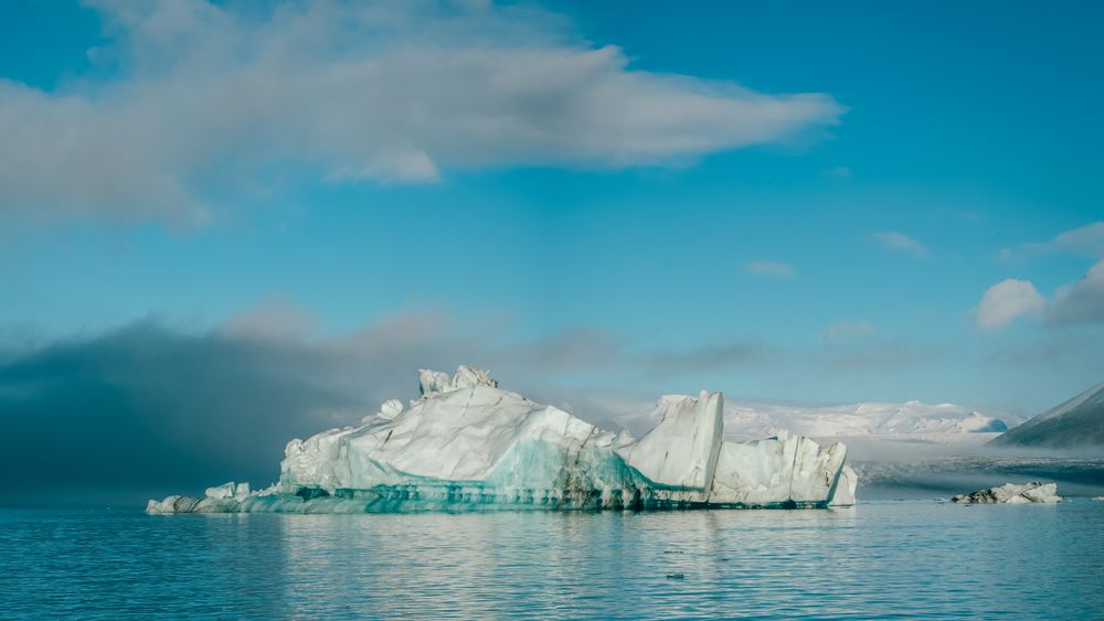 Majestic icebergs in tranquil blue water