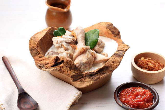 Traditional Indonesian Food made from Chicken Cooked with Coconut Milk and Spices