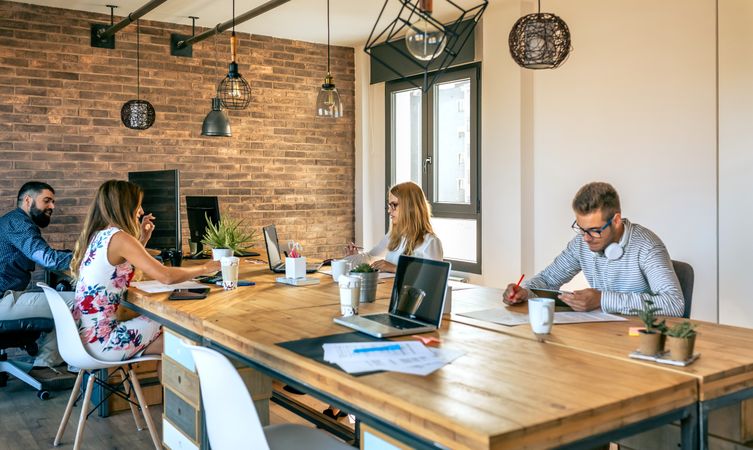 Business people working in a coworking office