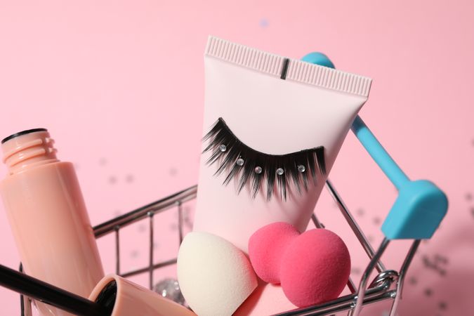 concept of cosmetology tools and beauty treatment, false eyelashes