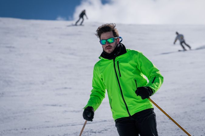 Man skiing on winter day
