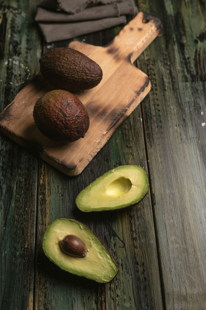 Set of freshly cut fresh avocados