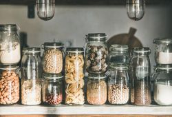 Rustic kitchen food storage arrangement