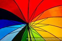 Detail of interior of rainbow umbrella 5oDDRy