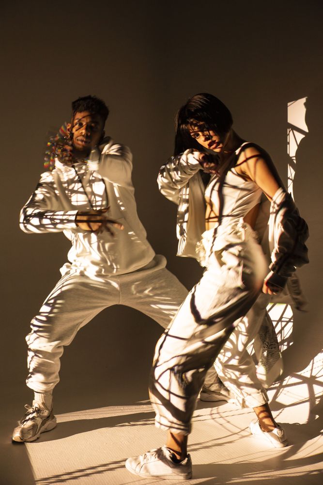 Trendy dancers posing for camera