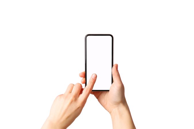 User touches a blank smartphone screen for interaction and app access