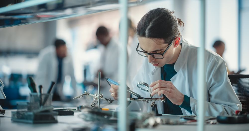 Diverse Young Group of Engineers Working in a Startup Lab.