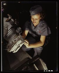 Corpus Christi, TX, USA - 1942: Female mechanic on a naval air base 48lAX4