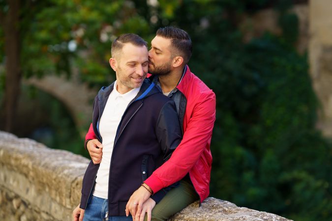 Cute couple sitting by the river