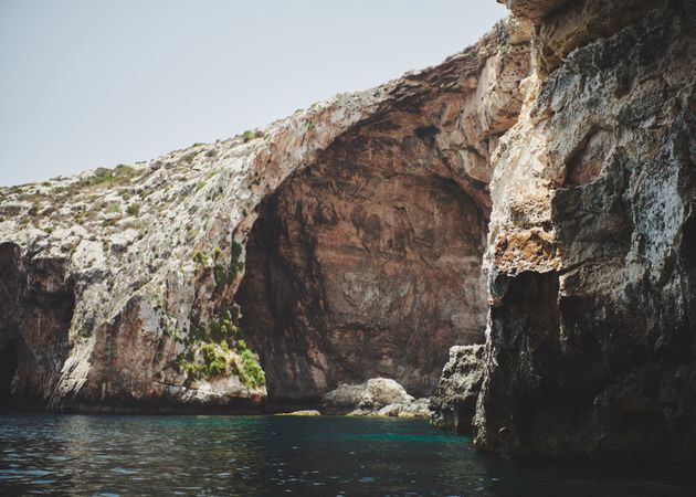 Limestone cliffs on the Mediterranean Sea in Malta