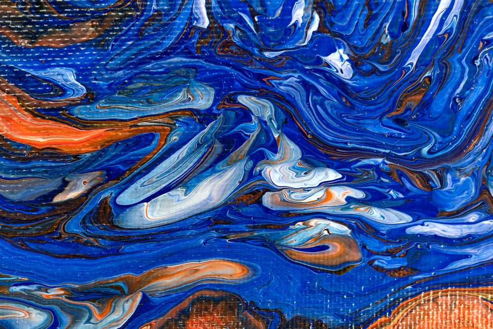 Blue Fluid Art, Abstract Acrylic