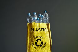 Plastic bottle in bag for recycling