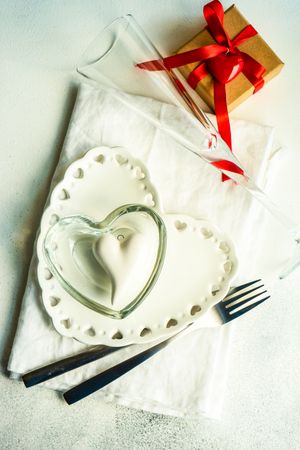 Heart shaped plate in romantic table setting