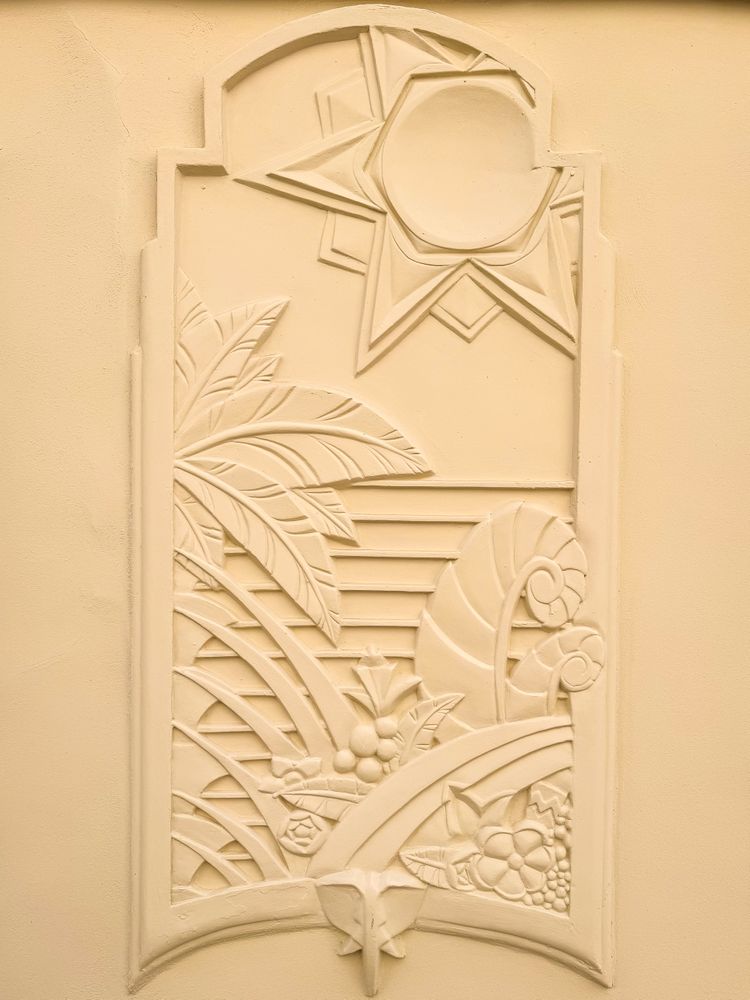 Bas-relief landscape sculpture of seaside