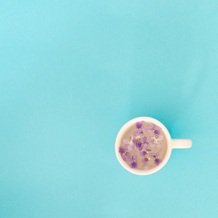 Mug with purple flowers & water