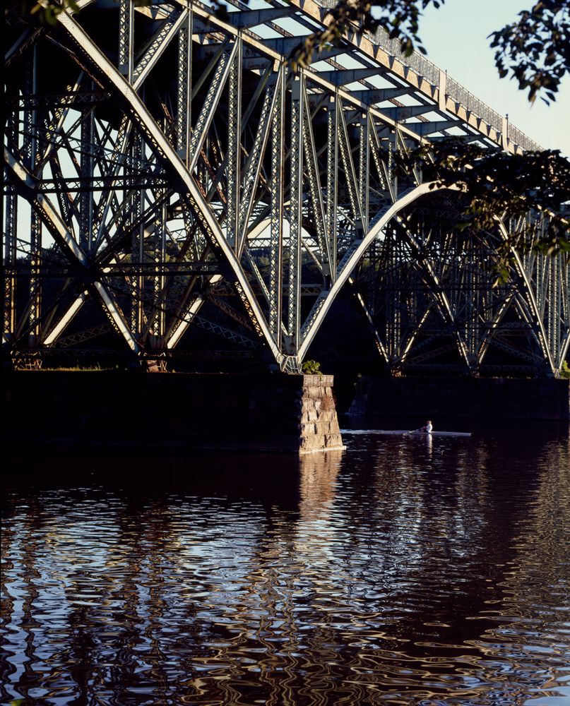 A sculler on the Schuylkill River, Pennsylvania