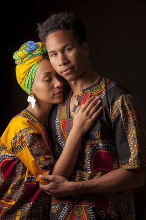 Couple of young people standing and bonding