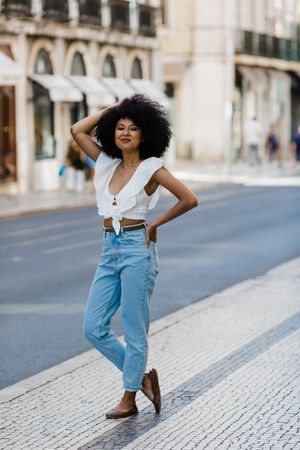 Black female on urban background