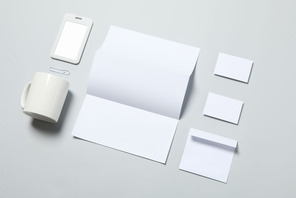 Mockup business brand template on light gray background, space for text