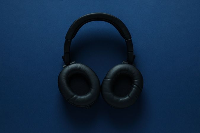 Concept of listening audio, music with headphones