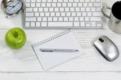 Office work supplies on clean desktop