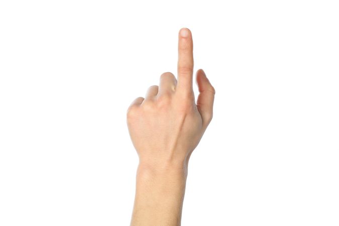 Male hand isolated on blank background.