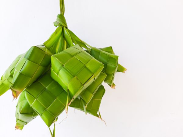 Ketupat or Rice Dumplings that have been cooked are boiled and ready to be served