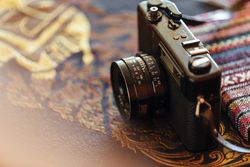 Vintage camera on a decorative table