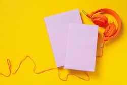 Concept of audio book, space for text