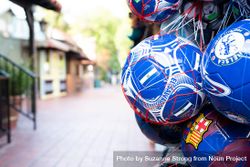 Soccer balls for sale at traditional market 0WmVp4