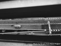 Monochrome top view of highway with vehicles 42x1m0