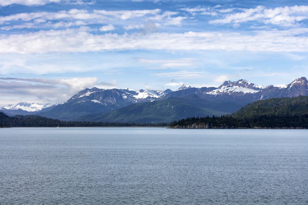 Snowcapped mountain range in Alaska
