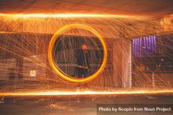 Steel wool photo of circle performed by a man 43VGR5