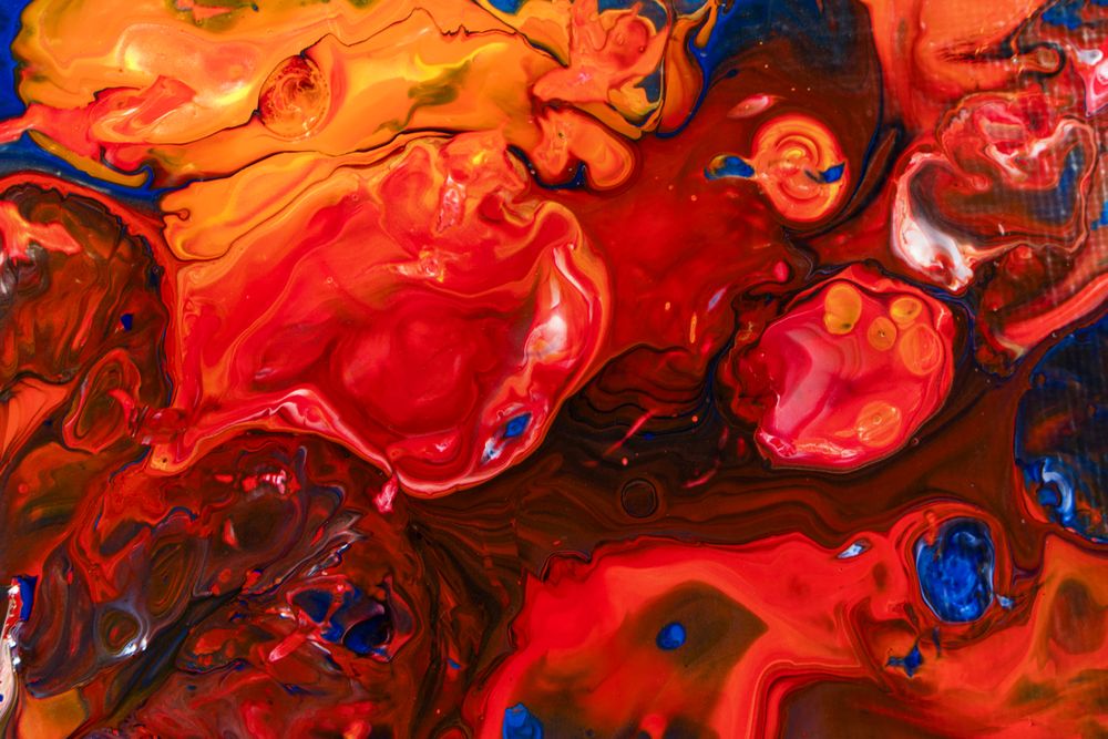 Fluid Art in Red And Blue Abstract Acrylic Pouring