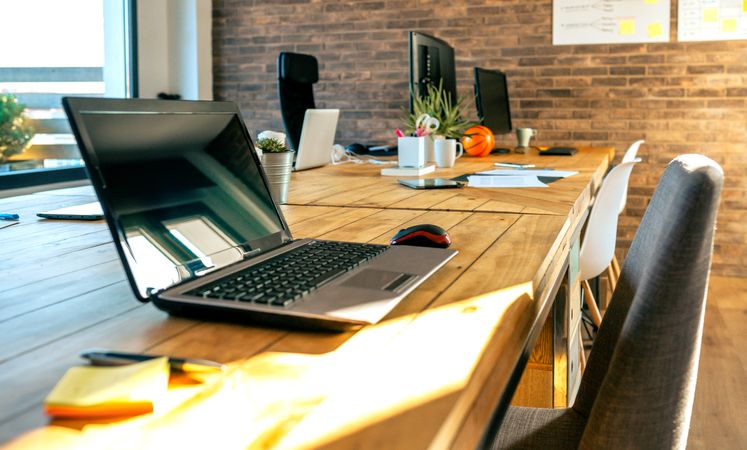 Interior of industrial style coworking office