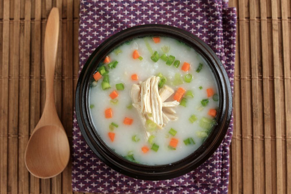Korean Chicken Rice Porridge or Dakjuk