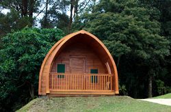 Small wooden house in Indonesian forest