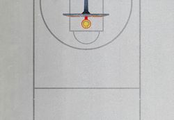 A photo of a minimal basketball field seen from the above
