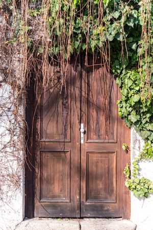 Beautiful vintage door with handle in Old Prague