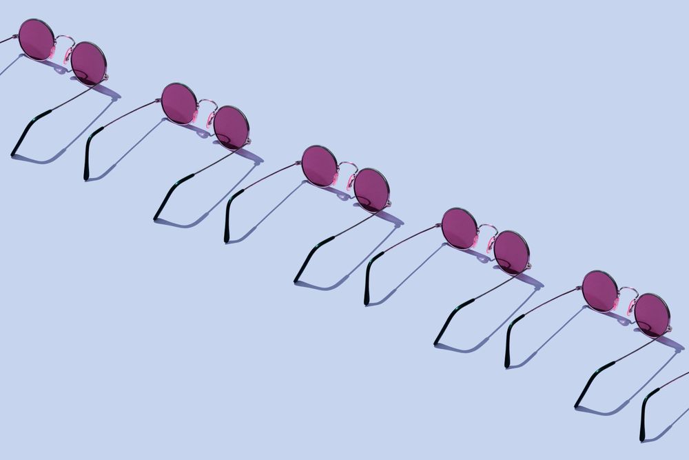 Single row of sunglasses