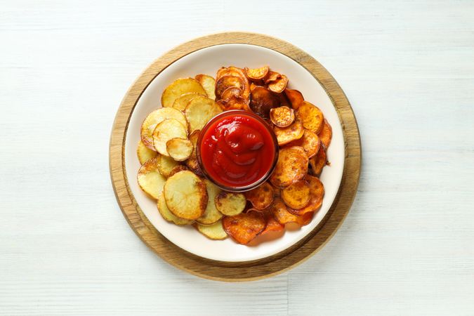 Concept of tasty food - sweet potato fries