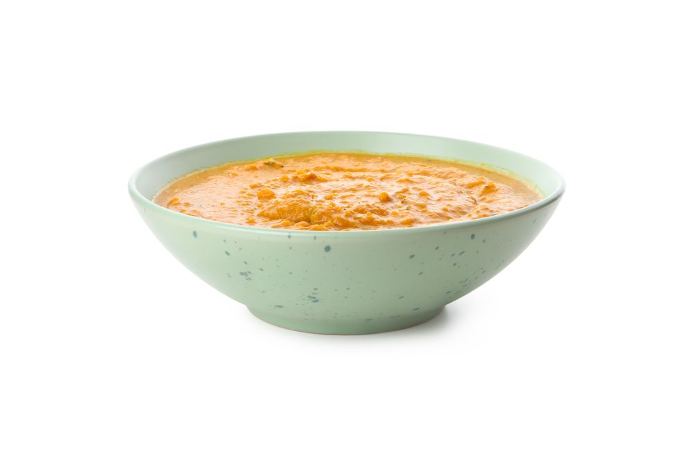 Concept of tasty food, sweet potato puree, isolated on plain background