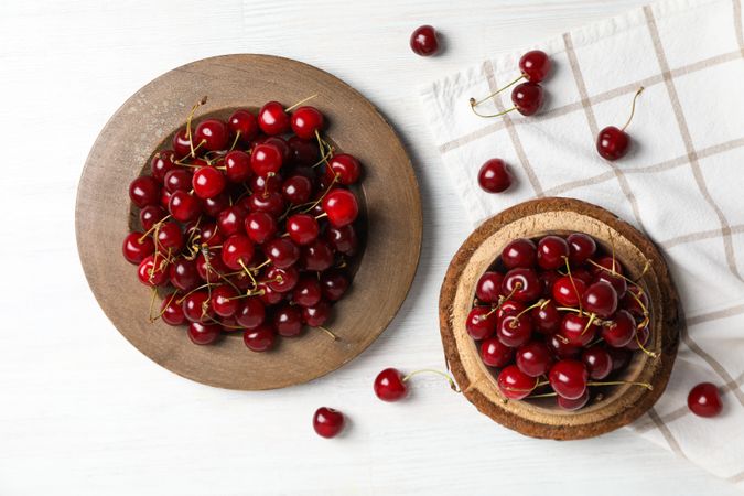 Concept of fresh summer food - delicious cherry