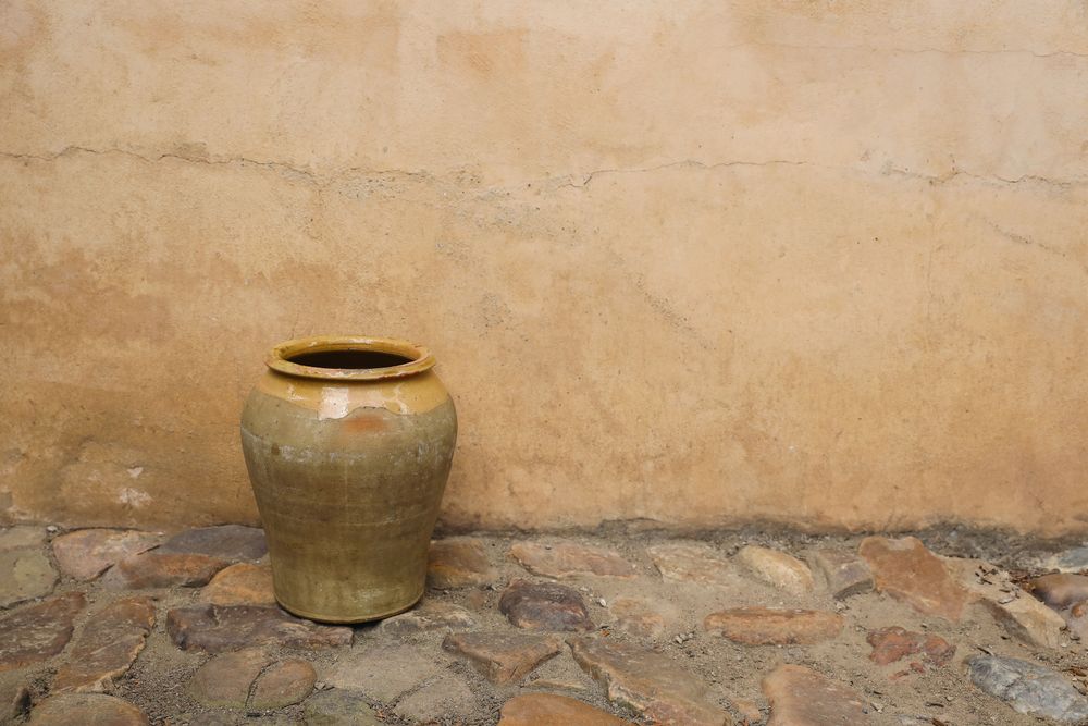 Old French confit pot or vintage Spanish olive storage pot