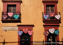 Painted heart decorating window balconies in Oaxaca bGYpB5