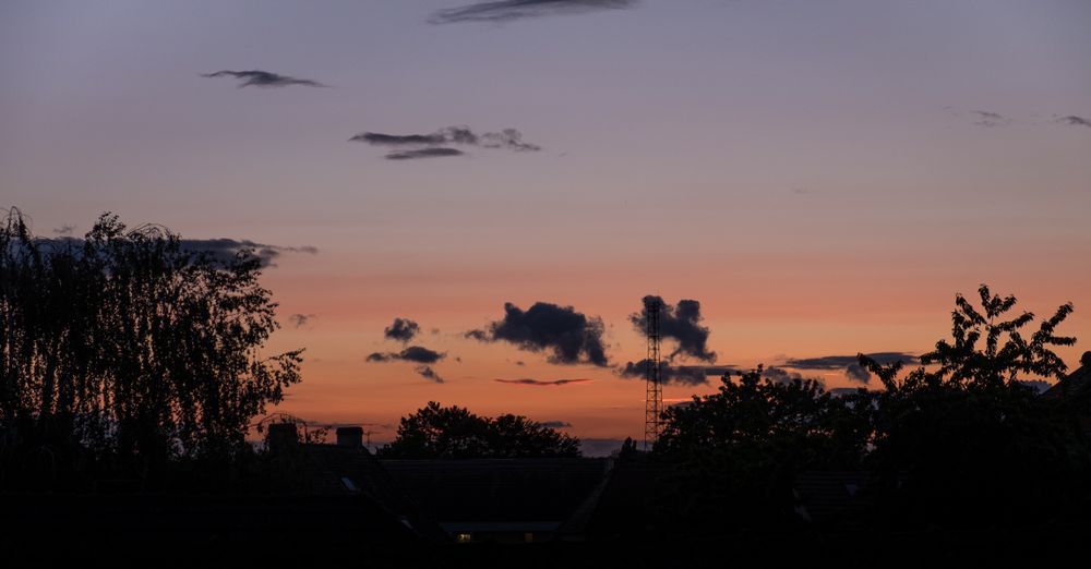 Wide shot of pink orange gradient sunset