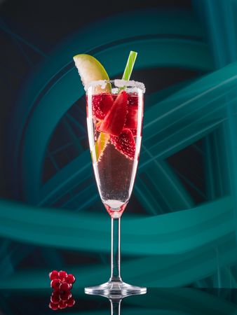 Glass with drink and berries