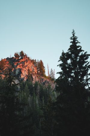 golden mountain top in sunrise