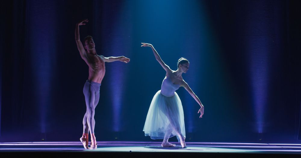Professional Male and Female Performers Rehearse their Choreography Together Before the show